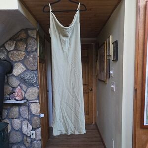 Sage Green Silky Slip Dress